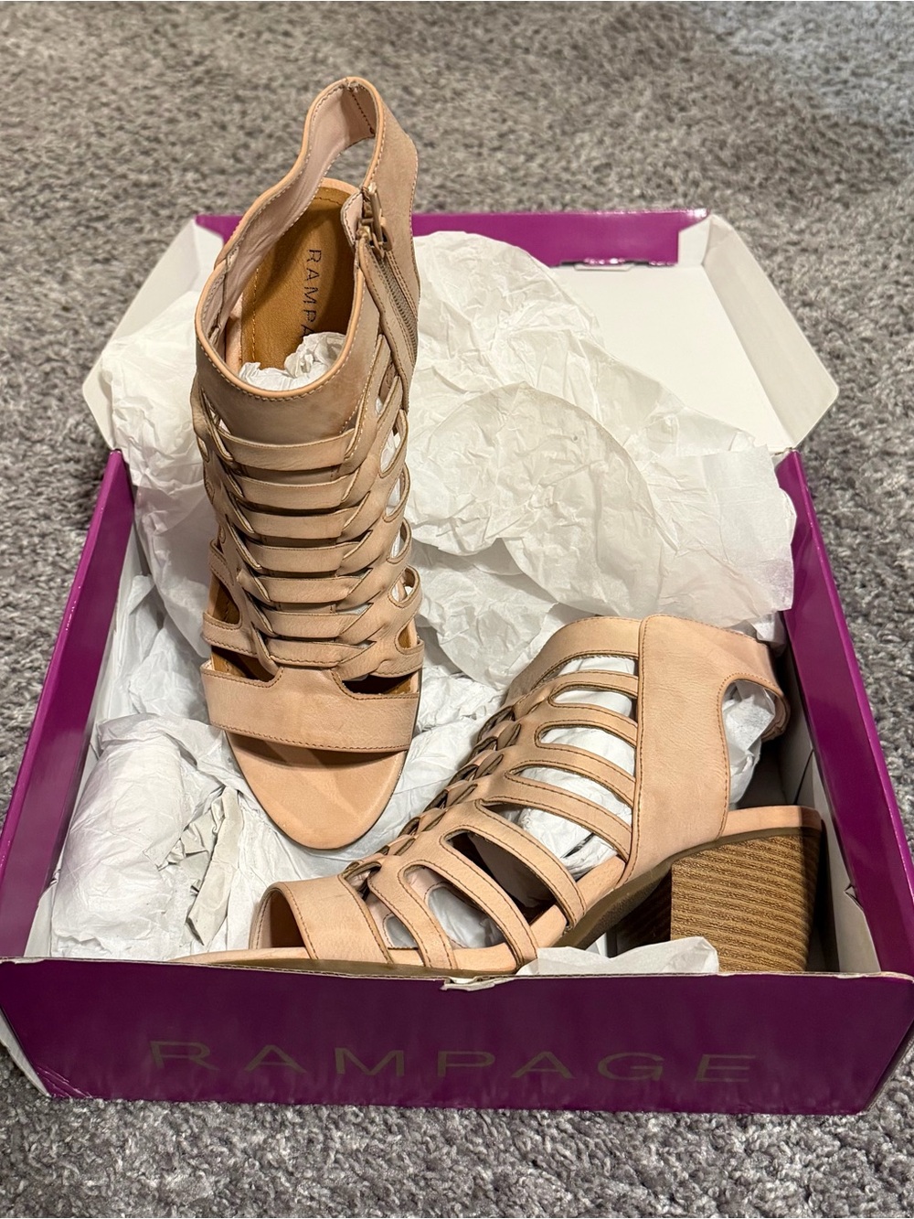 Rampage Blush Strappy Block Heel Sandals